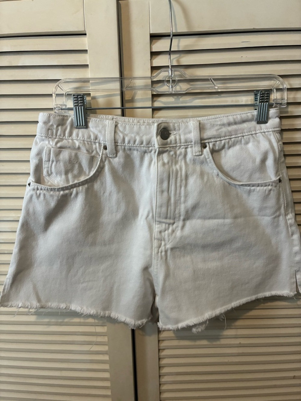Zara White High-Rise Denim Cutoff Shorts